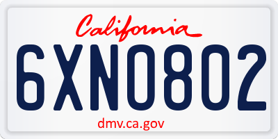 CA license plate 6XNO802
