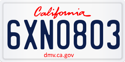 CA license plate 6XNO803