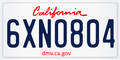 CA license plate 6XNO804