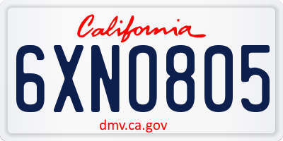 CA license plate 6XNO805