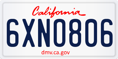 CA license plate 6XNO806