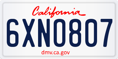 CA license plate 6XNO807