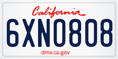 CA license plate 6XNO808