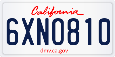 CA license plate 6XNO810