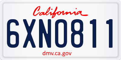 CA license plate 6XNO811