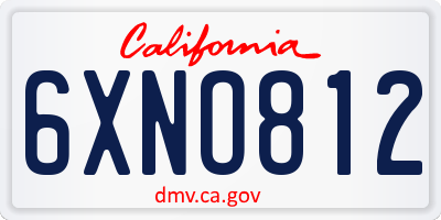 CA license plate 6XNO812