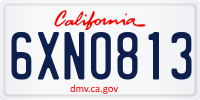 CA license plate 6XNO813