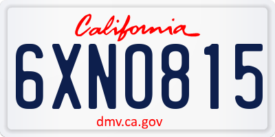 CA license plate 6XNO815
