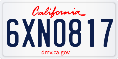 CA license plate 6XNO817