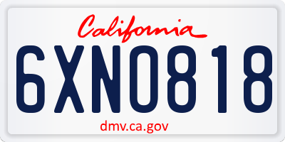 CA license plate 6XNO818