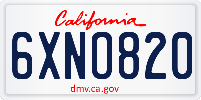 CA license plate 6XNO820