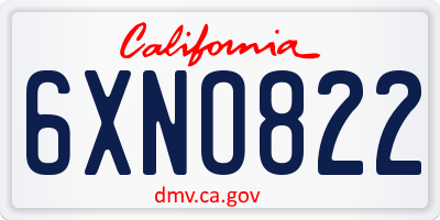 CA license plate 6XNO822
