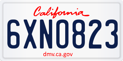 CA license plate 6XNO823