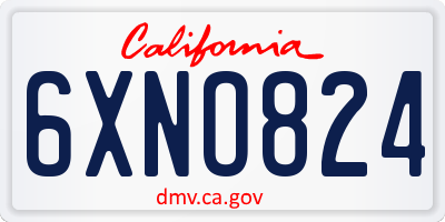CA license plate 6XNO824