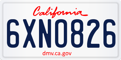 CA license plate 6XNO826