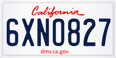 CA license plate 6XNO827