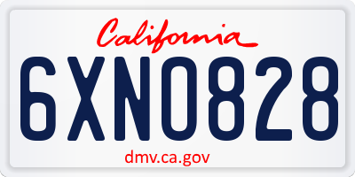 CA license plate 6XNO828