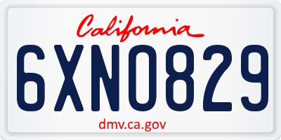 CA license plate 6XNO829
