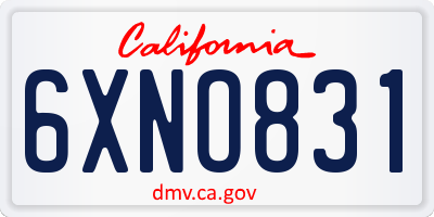 CA license plate 6XNO831