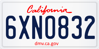 CA license plate 6XNO832