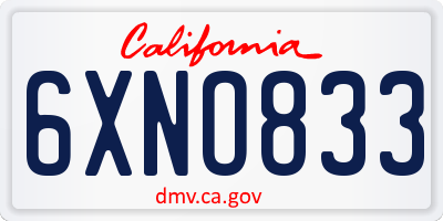 CA license plate 6XNO833