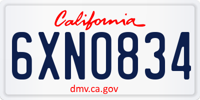 CA license plate 6XNO834