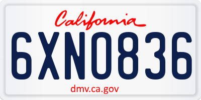 CA license plate 6XNO836