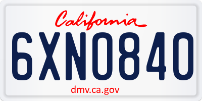 CA license plate 6XNO840