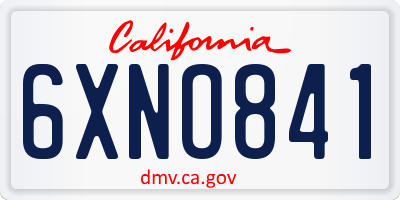 CA license plate 6XNO841