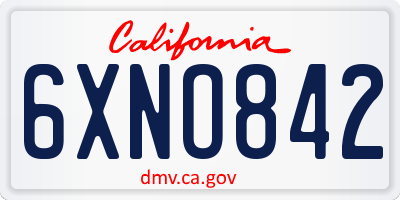 CA license plate 6XNO842