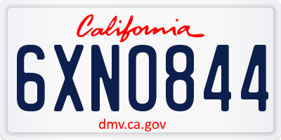 CA license plate 6XNO844