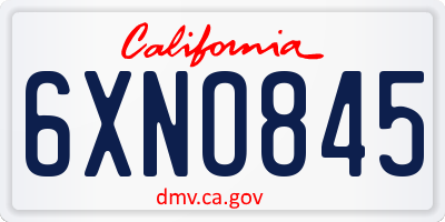 CA license plate 6XNO845