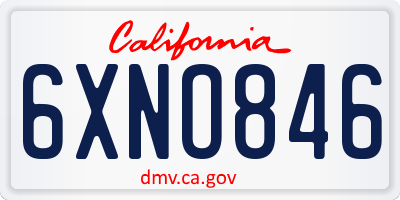 CA license plate 6XNO846