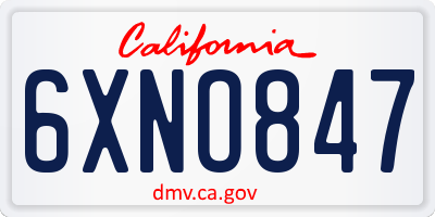 CA license plate 6XNO847