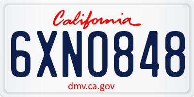 CA license plate 6XNO848