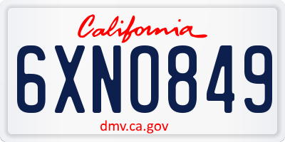 CA license plate 6XNO849