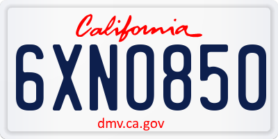 CA license plate 6XNO850