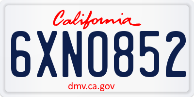 CA license plate 6XNO852