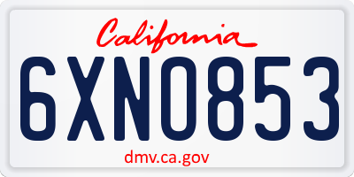 CA license plate 6XNO853