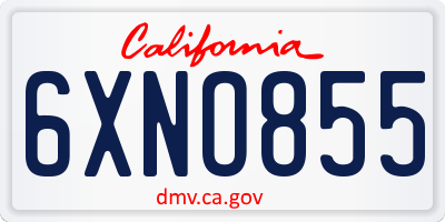 CA license plate 6XNO855