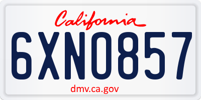 CA license plate 6XNO857