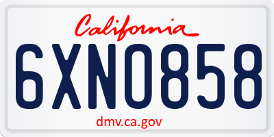 CA license plate 6XNO858