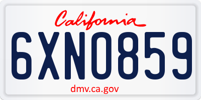 CA license plate 6XNO859