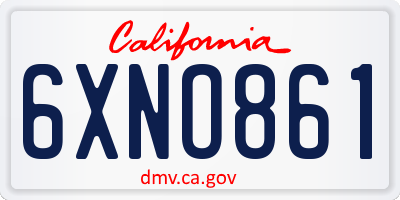 CA license plate 6XNO861