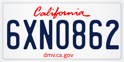 CA license plate 6XNO862