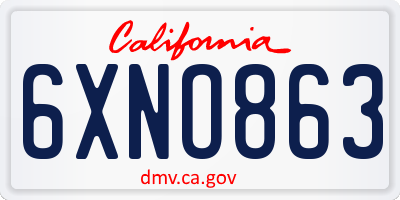 CA license plate 6XNO863