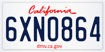 CA license plate 6XNO864