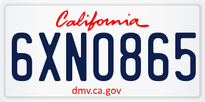 CA license plate 6XNO865
