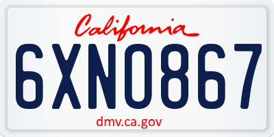 CA license plate 6XNO867