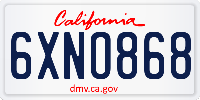 CA license plate 6XNO868